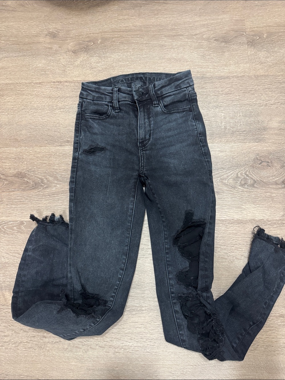 American Eagle Outfitters High-Rise Black Distressed Jeans